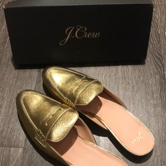 J. Crew Shoes - New Never Worn Jcrew Gold Slides - Sz 10.5